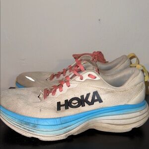 Hoka bondi 8 Sneakers with Cream pink and Blue Design
